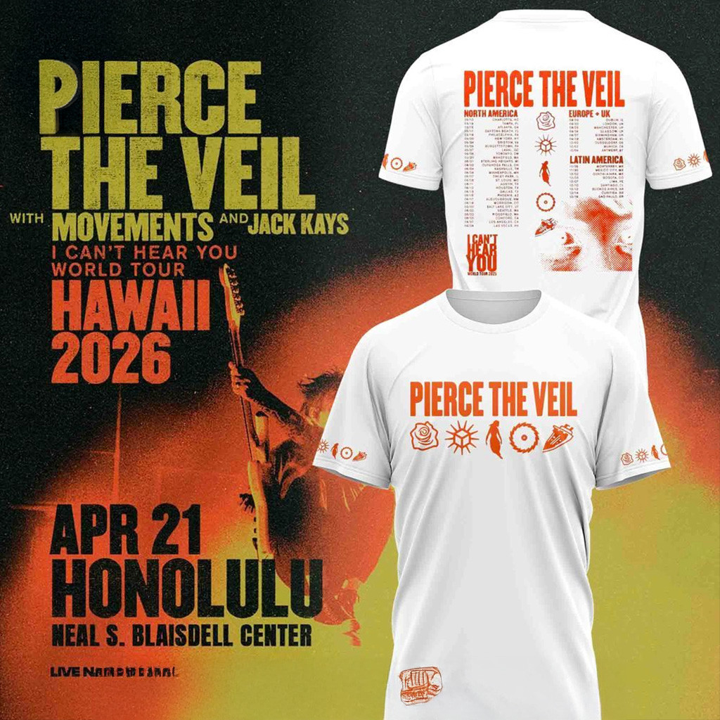 Pierce The Veil I Can't Hear You World Tour 2026 T-Shirt Fan Merch Xmas Gifts For Friends-1