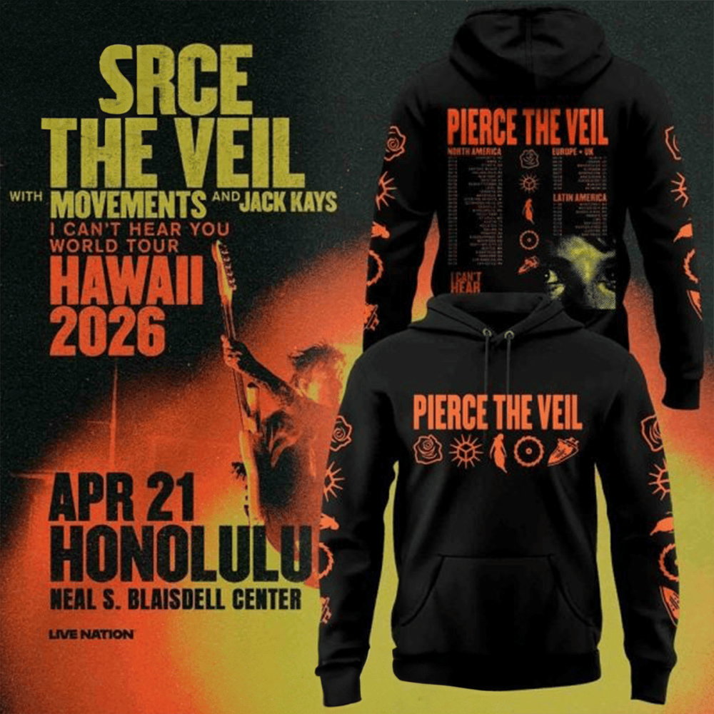 Pierce The Veil World Tour Hawaii 2026 Hoodie Rock Band Tour Merch Pierce The Veil Fans Gifts-1