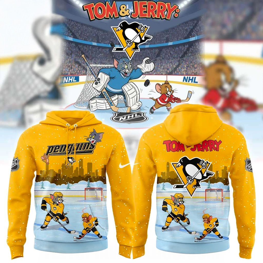Pittsburgh Penguins Tom Cat and Jerry Mouse Hoodie Penguins Merch Christmas Gifts For Friends-1