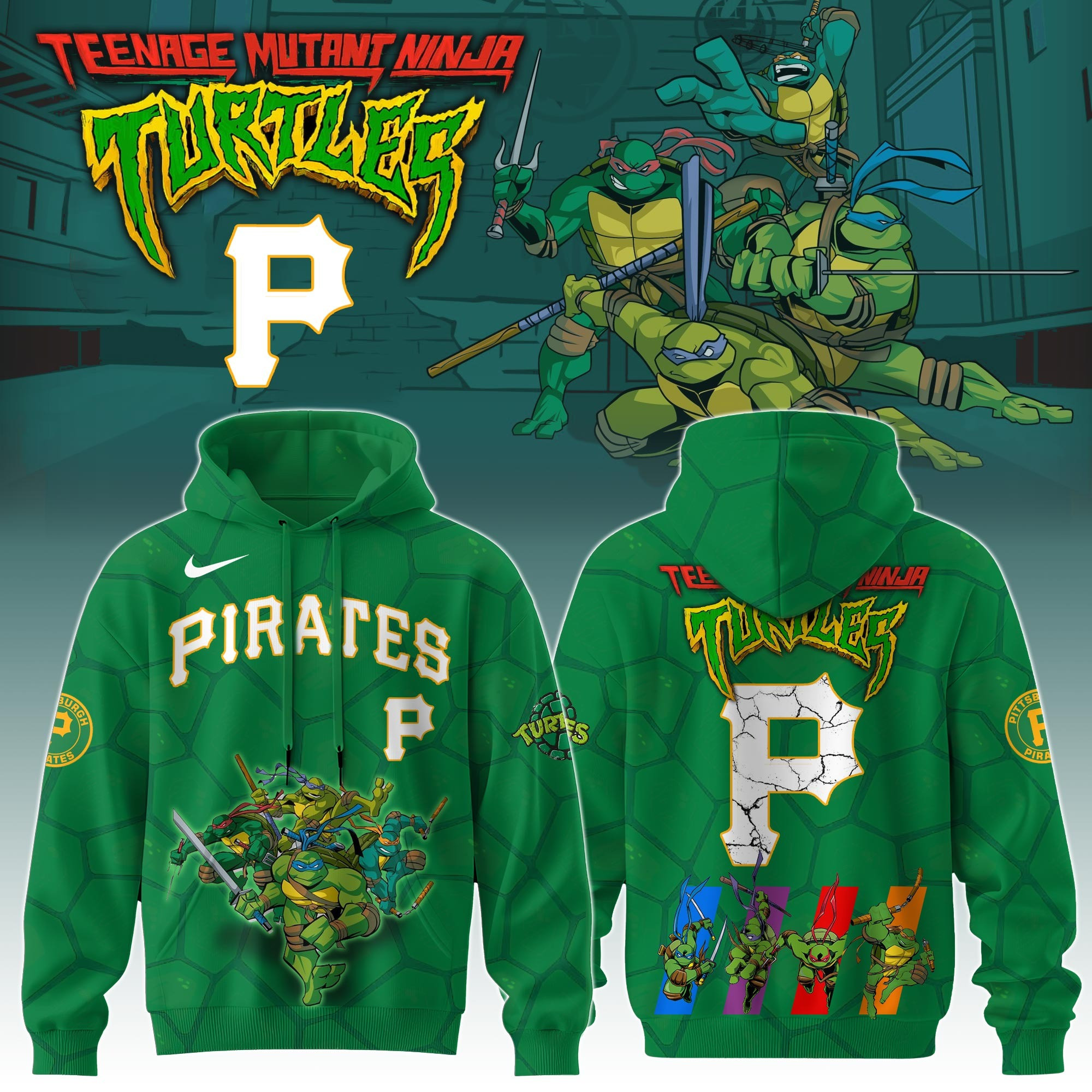 Pittsburgh Pirates MLB X Ninja Turtles Hoodie Fan Merch Ninja Turtles Lovers Gifts For Him-1