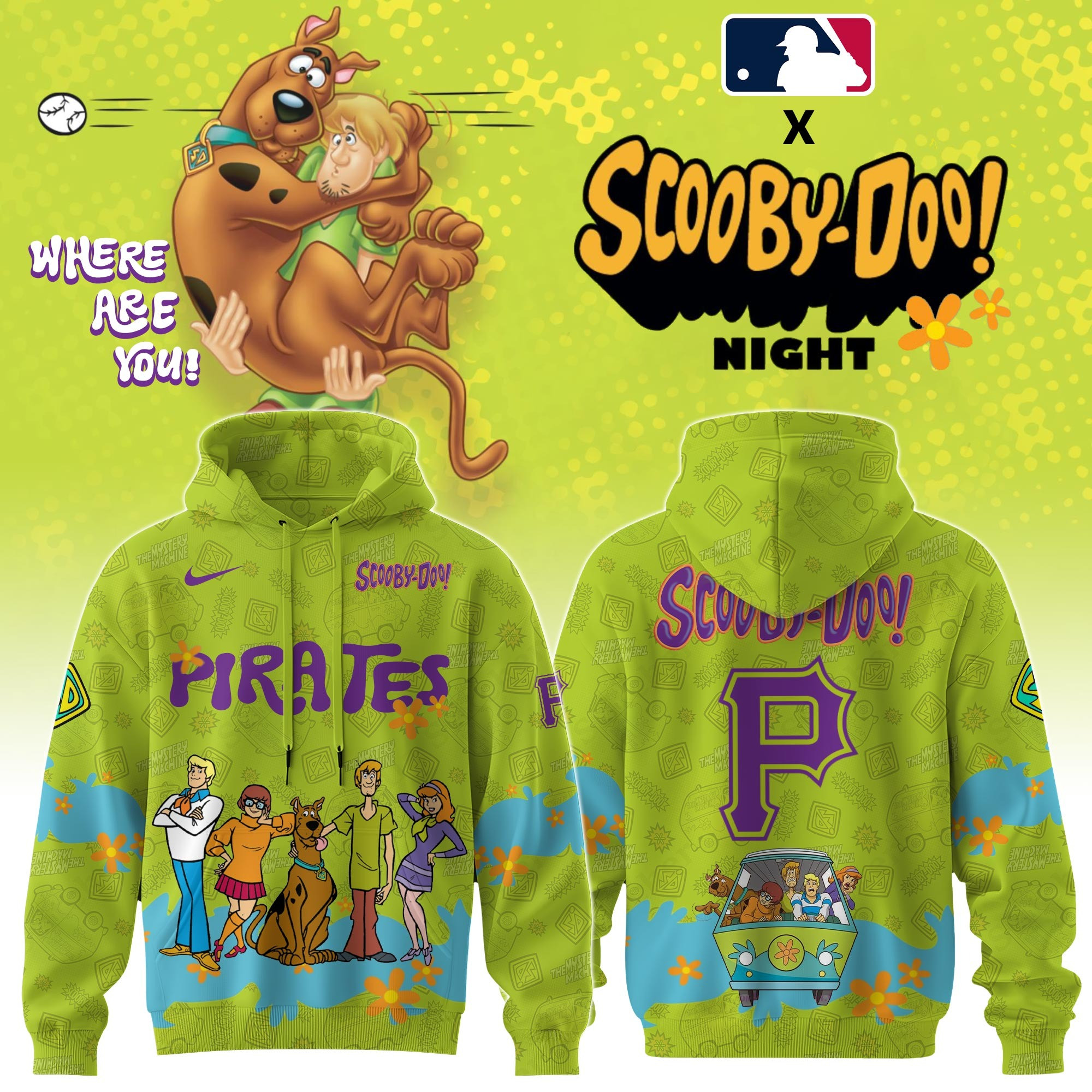 Pittsburgh Pirates MLB X Scooby Doo Hoodie Merch Gifts For Baseball Lovers Fans-1