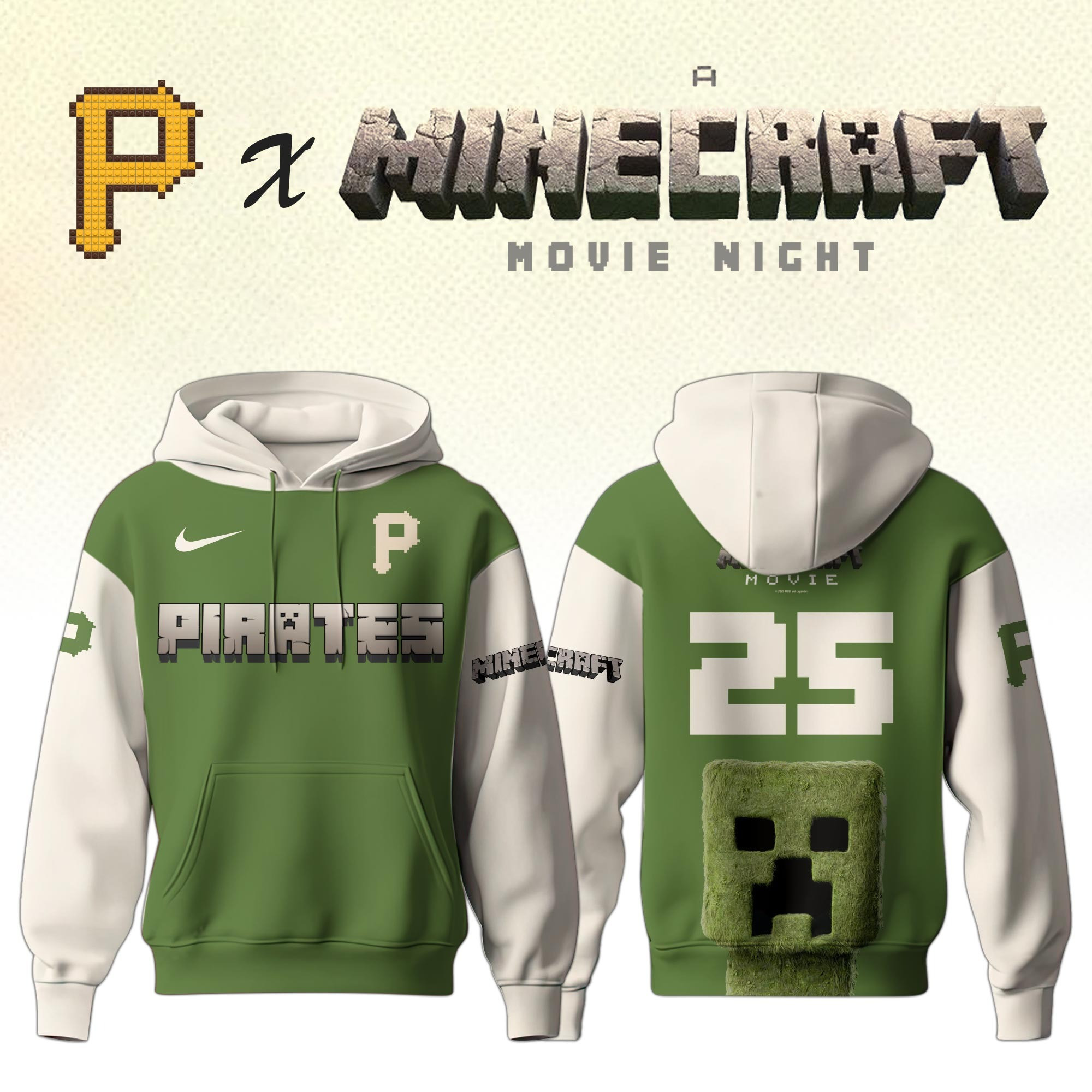 Pittsburgh Pirates MLB x A MINECRAFT MOVIE Night Hoodie Unique Gifts Baseball Fans-1