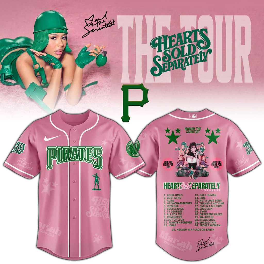 Pittsburgh Pirates x Mariah The Scientist Hearts Sold Separately Tour Jersey Fan Merch-1 Pittsburgh Pirates x Mariah The Scientist Hearts Sold Separately Tour Jersey Fan Merch-1
