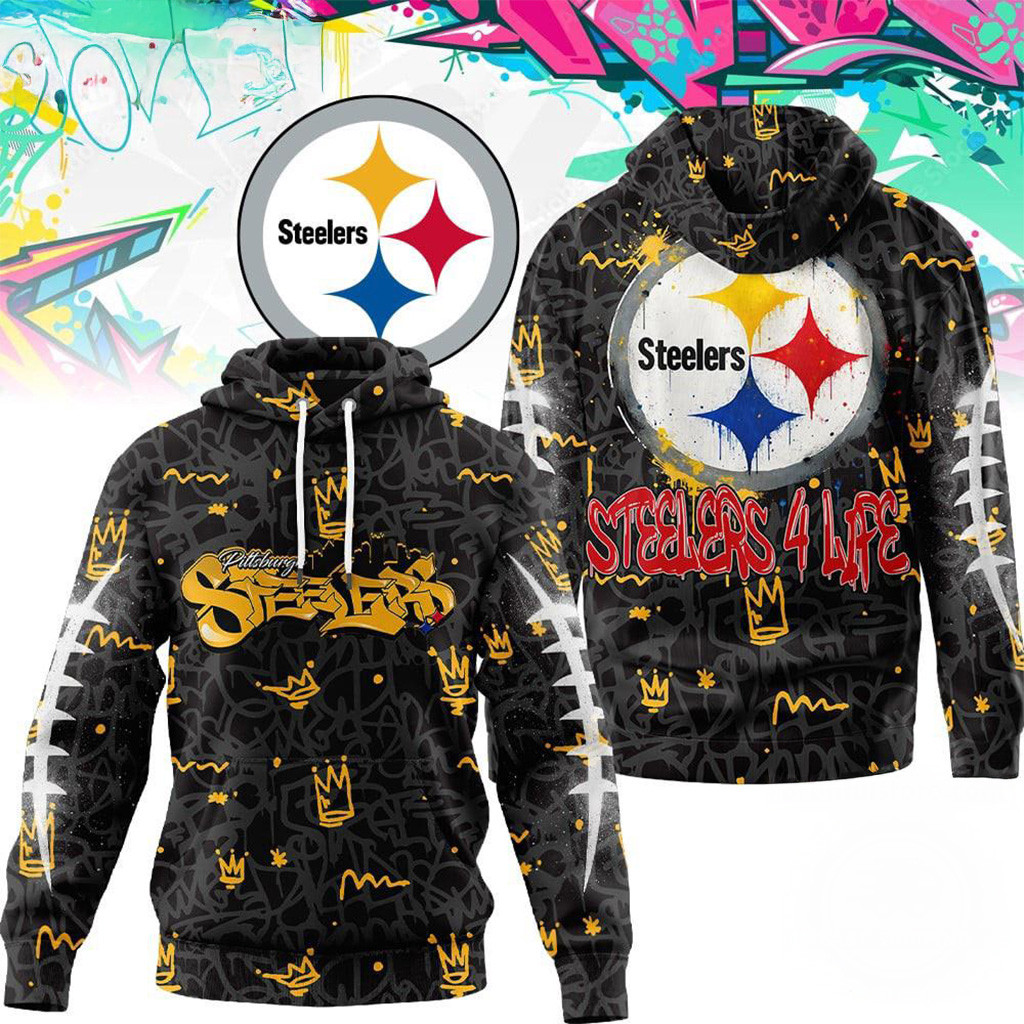 Pittsburgh Steelers NFL Special Graffiti My Team 4 Life Hoodie Steelers Merch Christmas Gifts-1