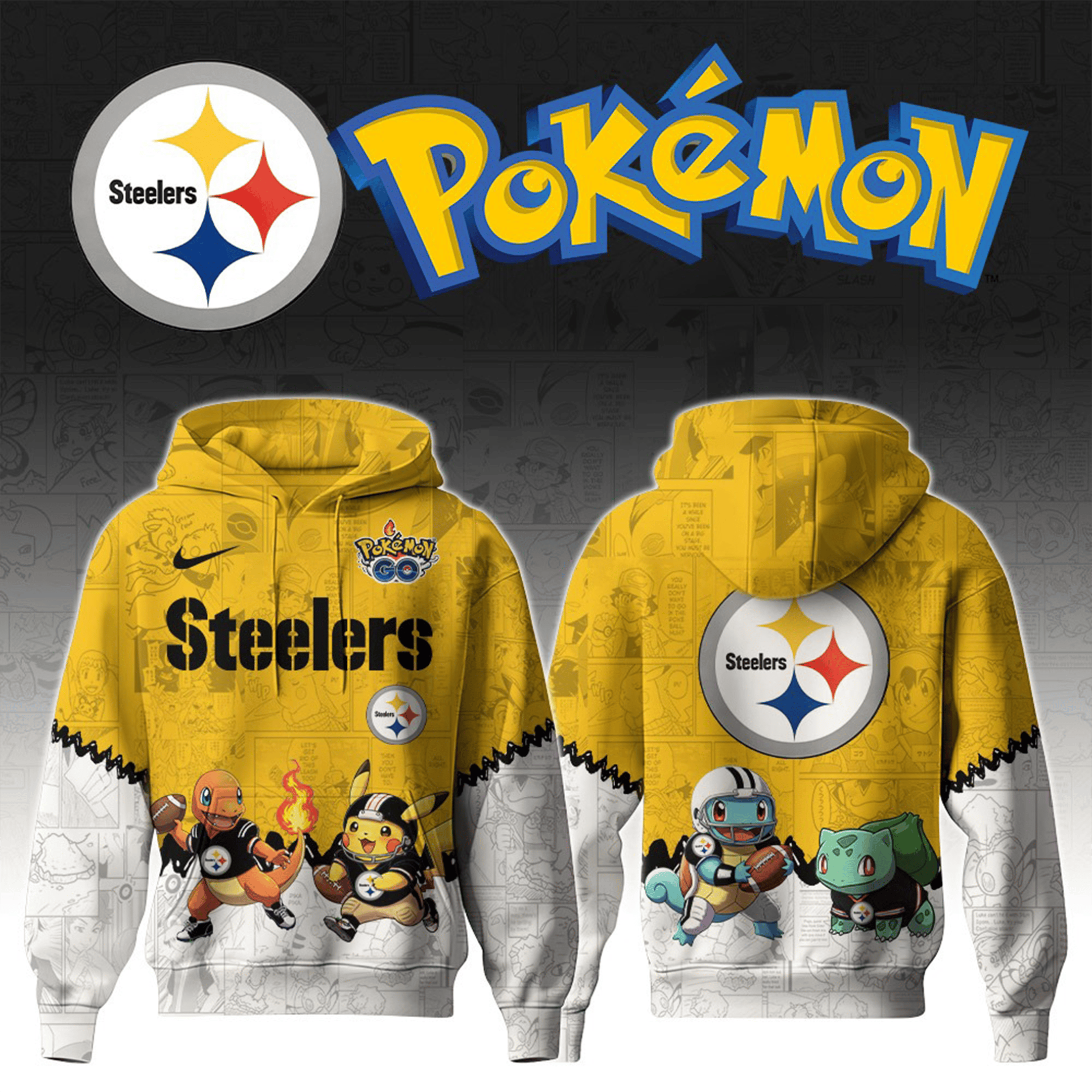 Pittsburgh Steelers X Pokemon Hoodie Special Pokemon Limited Edition Clothing Steelers Gifts-1 Pittsburgh Steelers X Pokemon Hoodie Special Pokemon Limited Edition Clothing Steelers Gifts-1