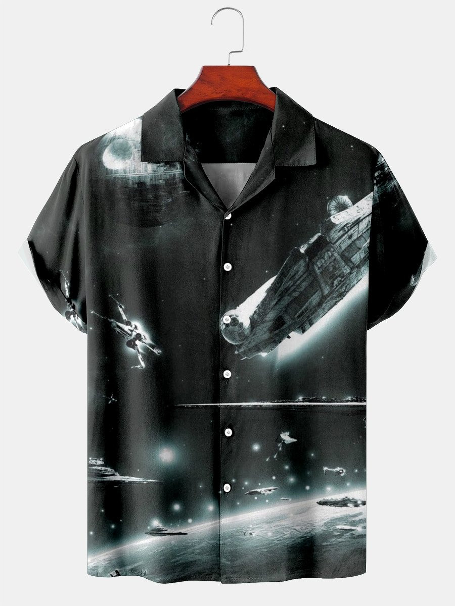 Planet Star Wars Hawaiian Shirt Millennium Falcon Ship Best Star Wars Gifts-1