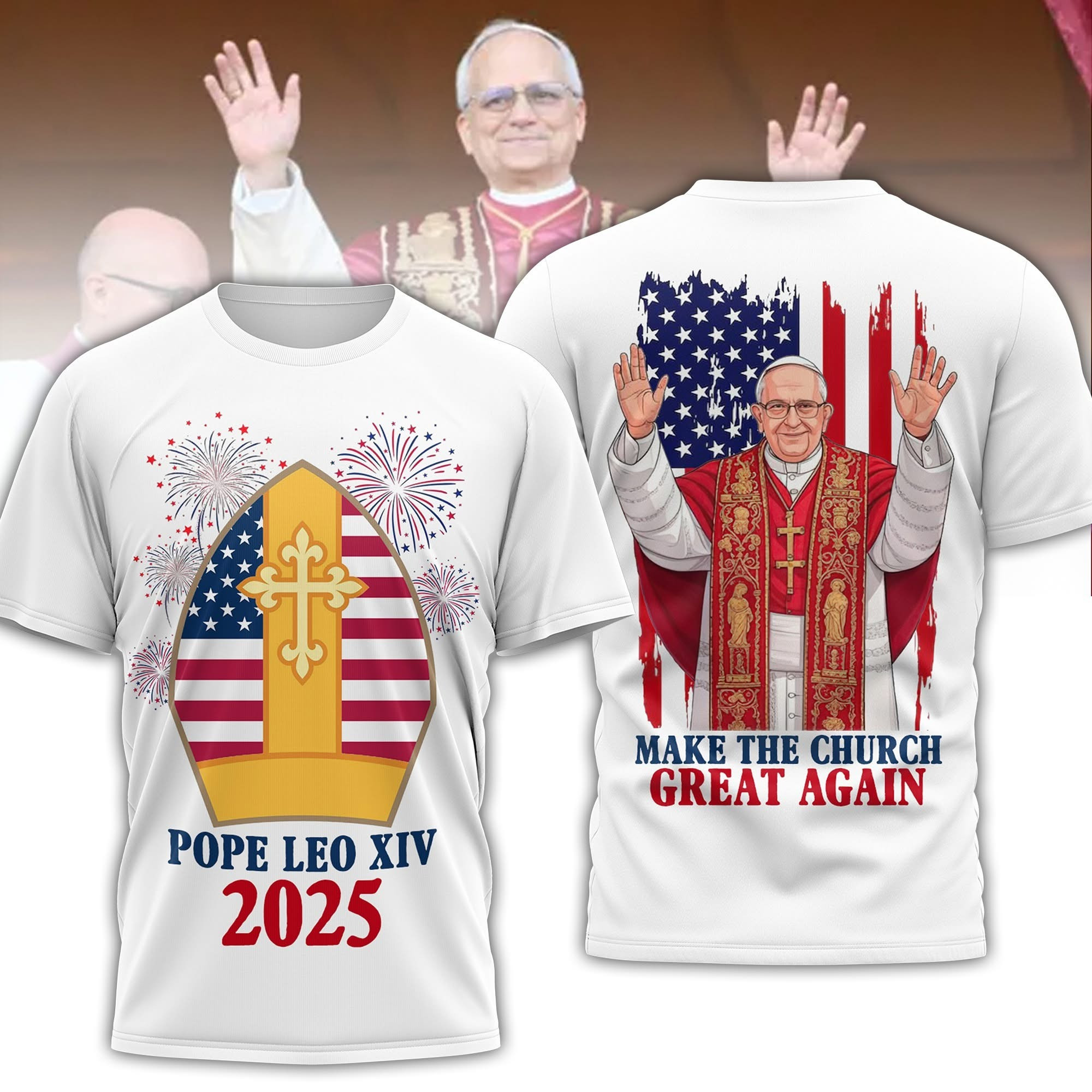 Pope Leo XIV 2025 Merch T-Shirt Make The Church Great Again Shirt For Men-1 Pope Leo XIV 2025 Merch T-Shirt Make The Church Great Again Shirt For Men-1