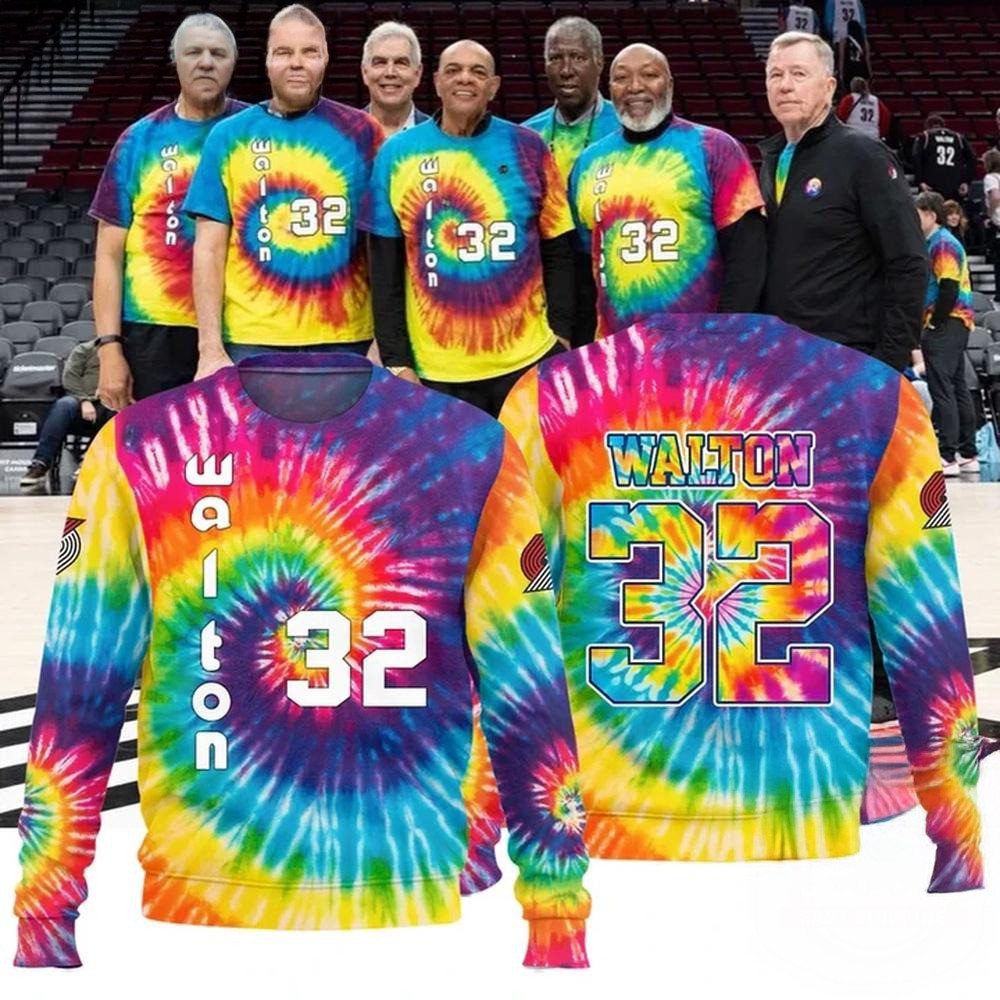Portland Trail Blazers Limited Edition Bill Walton Tribute Tie Dye Sweatshirt Basketball Fan Gift-1