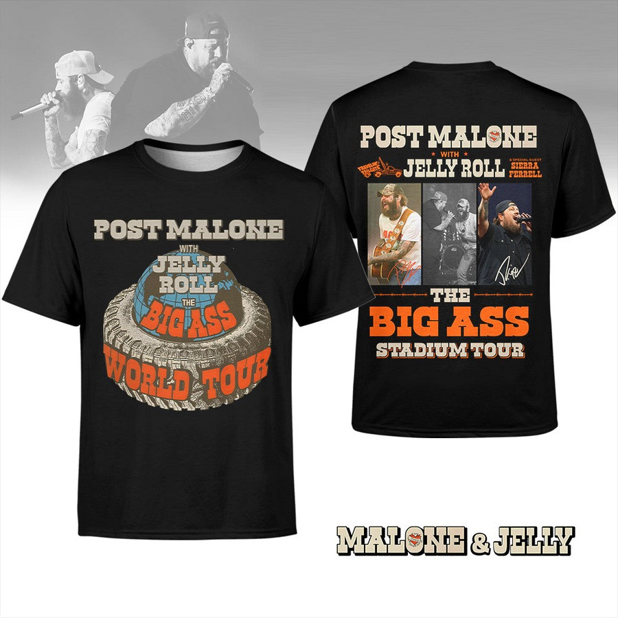 Post Malone Jelly Roll Big Ass Stadium Tour Merch Shirt 2025 Concert County Music Merch-1