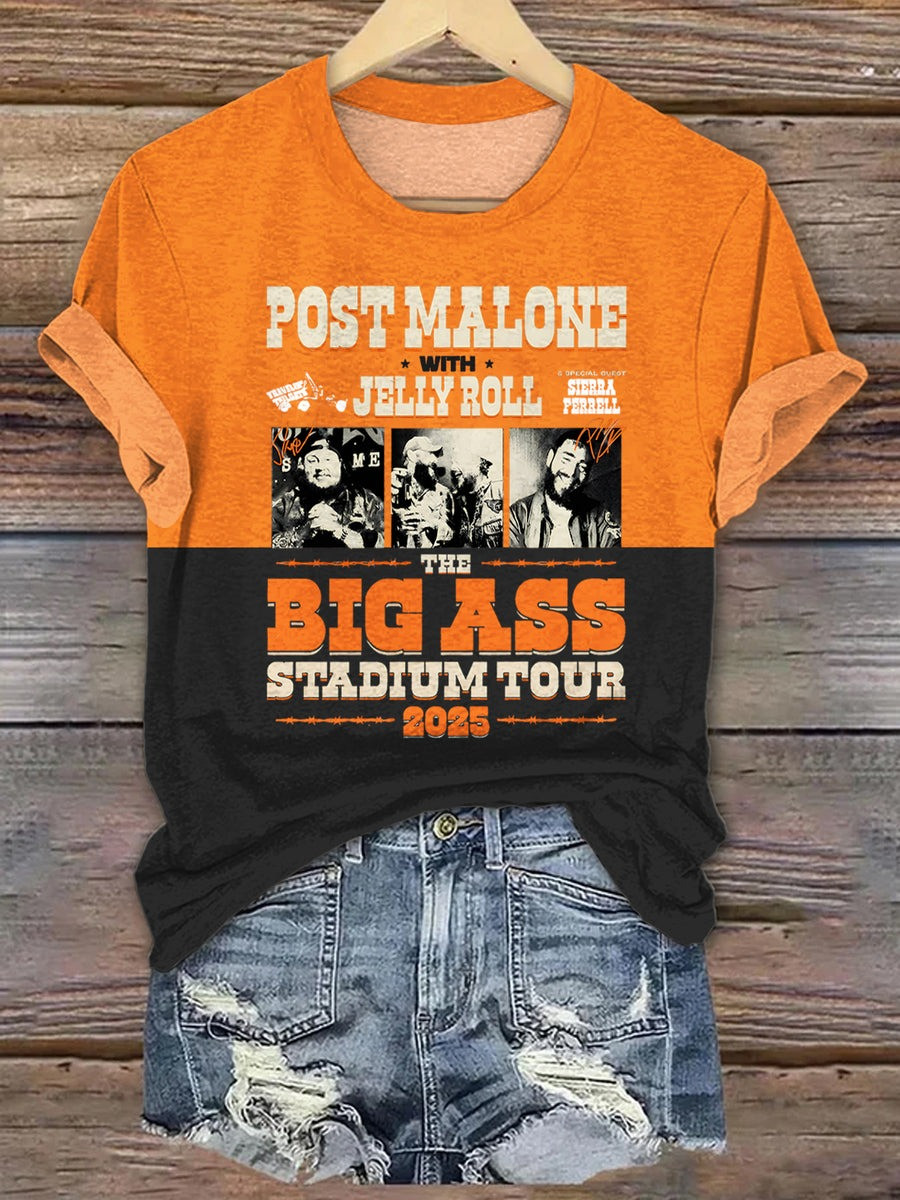 Post Malone Jelly Roll Big Ass Stadium Tour Merch Women's T-Shirt 2025 Concert Fan Clothing-1