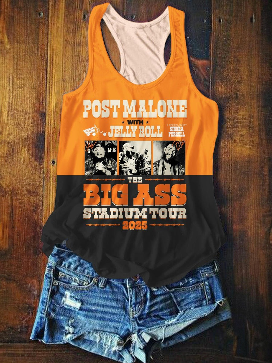 Post Malone Jelly Roll Big Ass Stadium Tour Women's Tank Top 2025 Concert Fan Merch_-1