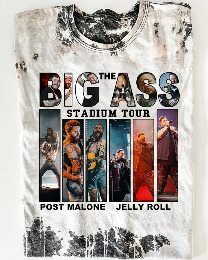 Post Malone Jelly Roll The Big Ass Stadium Tour 2025 Merch T-Shirt Concert Best Fan Gifts-1