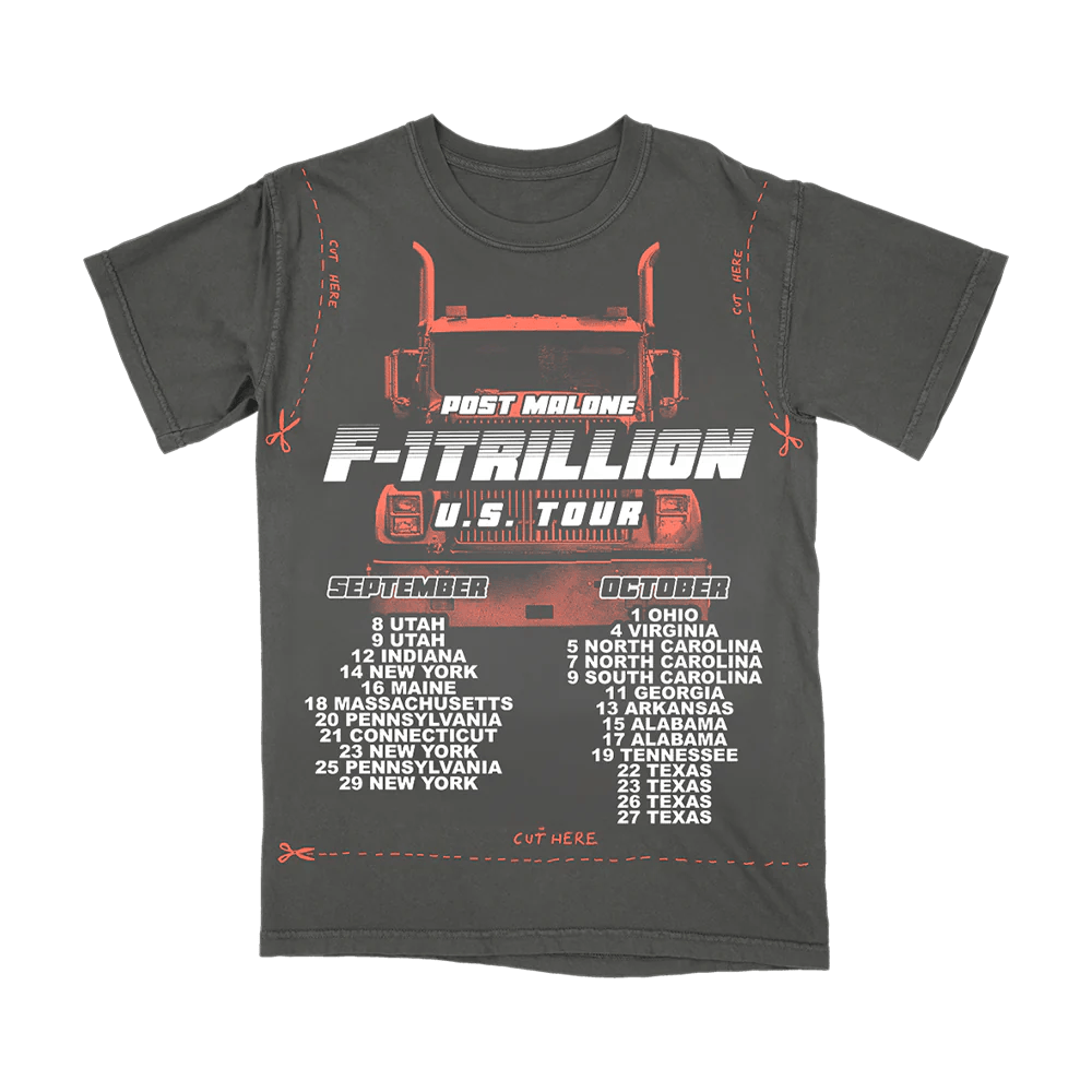 Post Malone Merch F 1 Trillion Diy Cut Out Tour T-Shirt Top 10 Father's Day Gifts Gifts For BFF-1