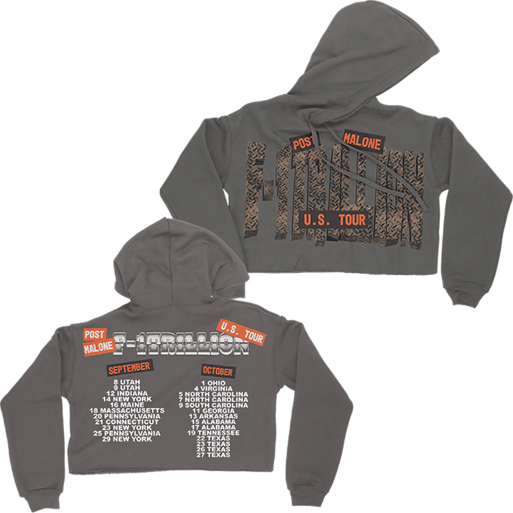 Post Malone Merch F1 Trillion Tour Crop Hoodie Gifts For Girlfriend Gifts For Best Friend-1