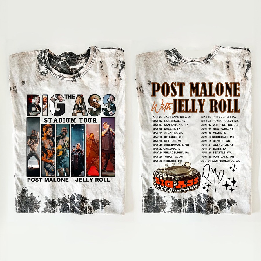 Post Malone With Jelly Roll Big Ass Stadium Tour Merch Shirt 2025 Concert Fan Merch Items-1