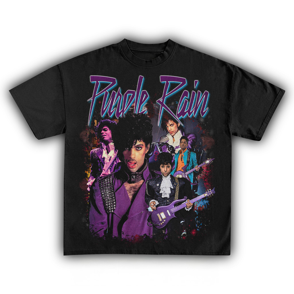 Prince Purple Rain Black T-Shirt Prince Merch Cool Gifts For Music Lovers-1