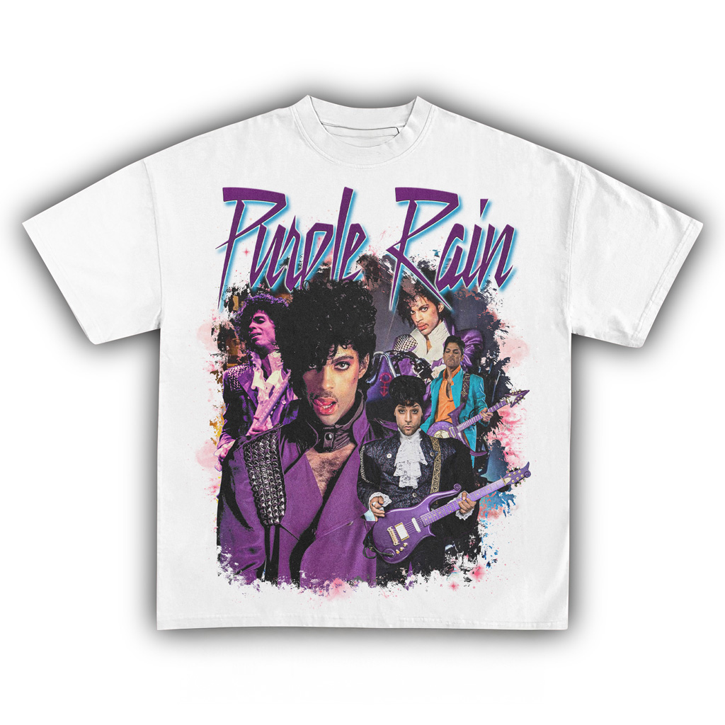 Prince Purple Rain White T-Shirt Prince Merch Music Lover Gifts For Him-1 Prince Purple Rain White T-Shirt Prince Merch Music Lover Gifts For Him-1