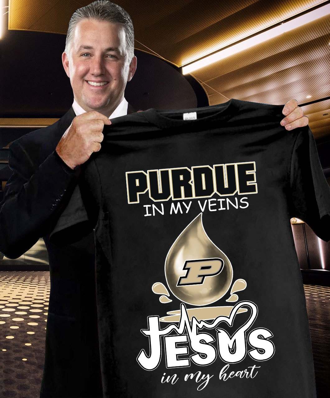 Purdue In My Veins Jesus In My Heart Shirt Basketball Faith Purdue Boilermakers Fan Gifts-1