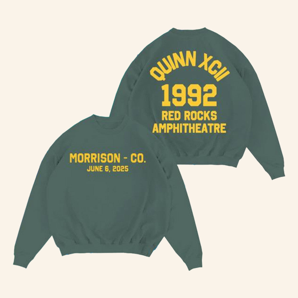 Quinn XCII Merch Red Rocks 2025 Collegiate Crewneck Sweatshirt Gifts For Music Lovers-1