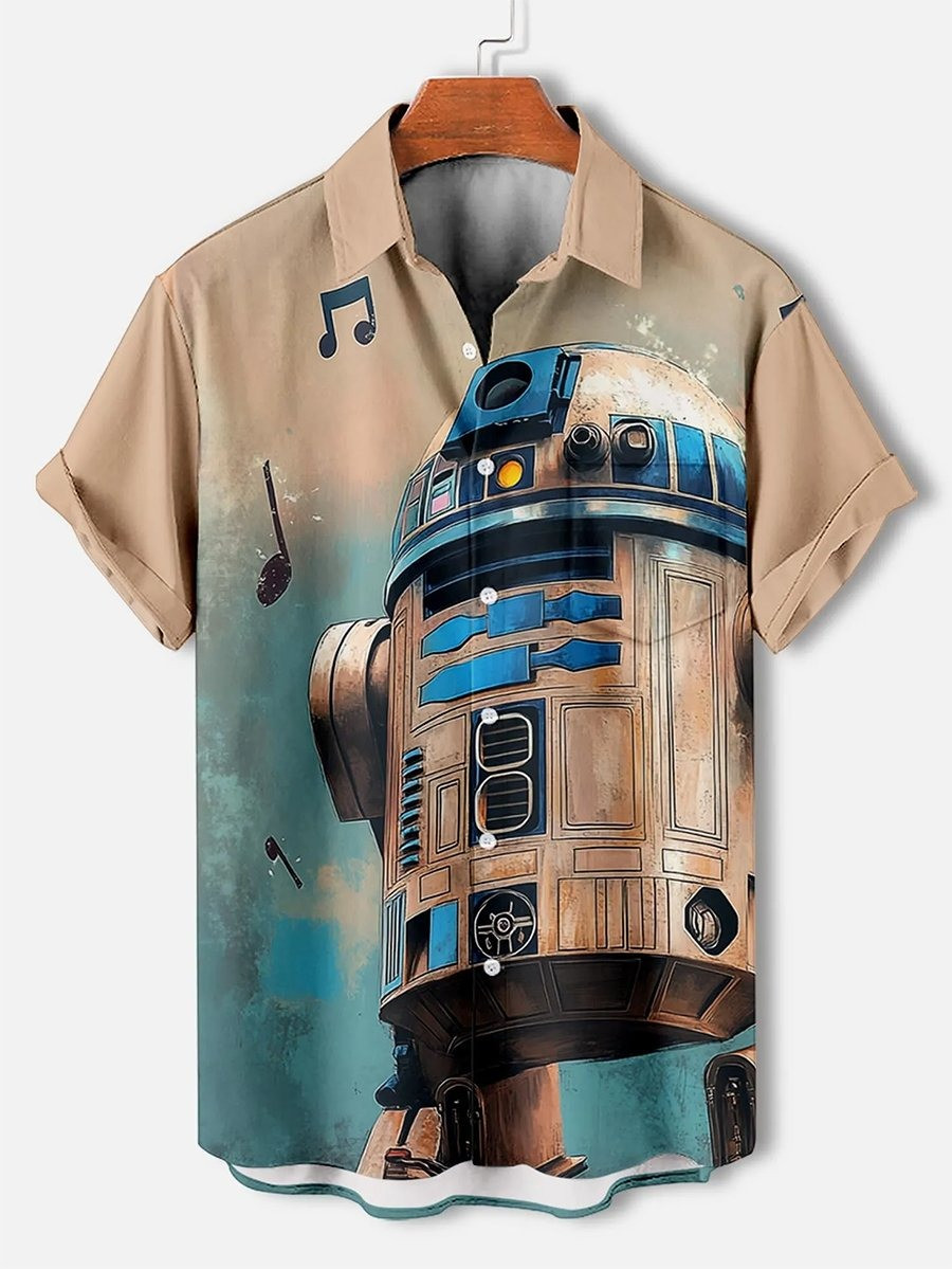 R2-D2 Star Wars Hawaiian Shirt Music Vintage Print Star Wars Gift Ideas For Adults-1