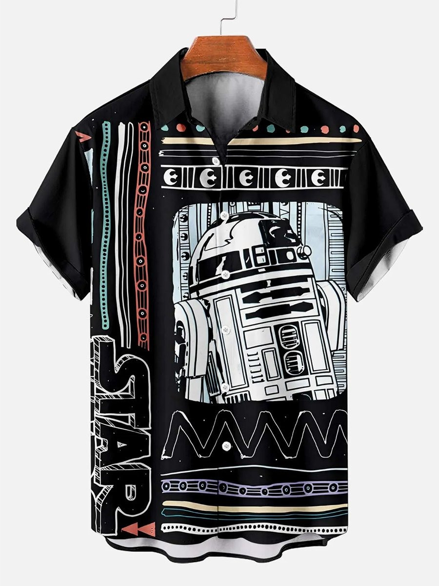 R2-D2 Star Wars Hawaiian Shirt Planet Yut Short Sleeve Button Up Shirt Gifts Fans-1