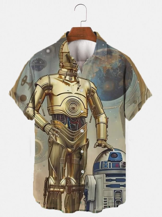 R2-D2 Star Wars Hawaiian Shirt Short Sleeve Button Up Shirt Cool Star Wars Gifts-1