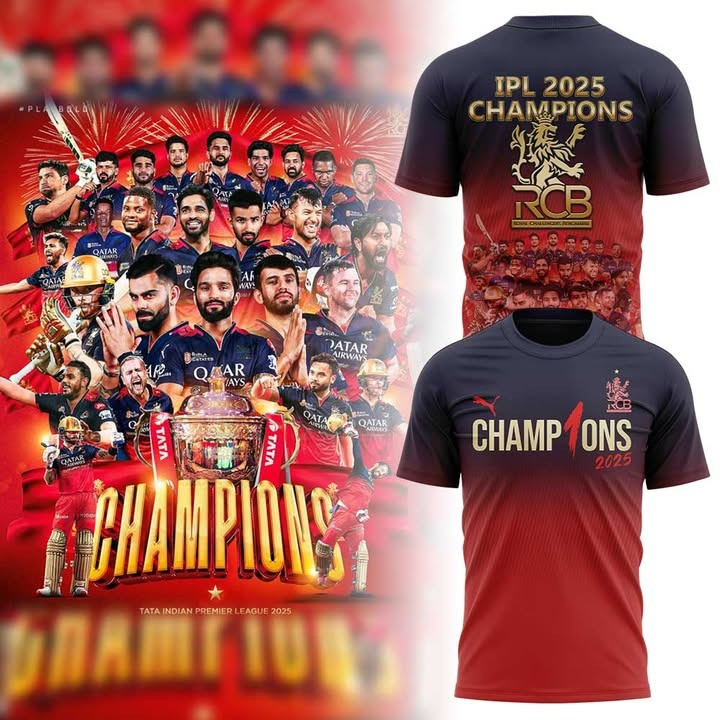 RCB Champion 2025 Tata Indian Premier League Shirt Royal Challengers Bengaluru Clothing-1
