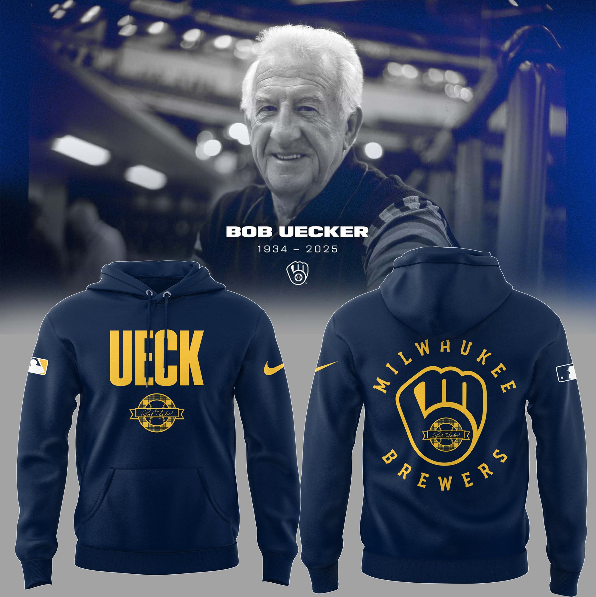 RIP Bob Uecker Hoodie Milwaukee Brewers Honoring The Legend Bob Uecker In Memory Hoodie-1