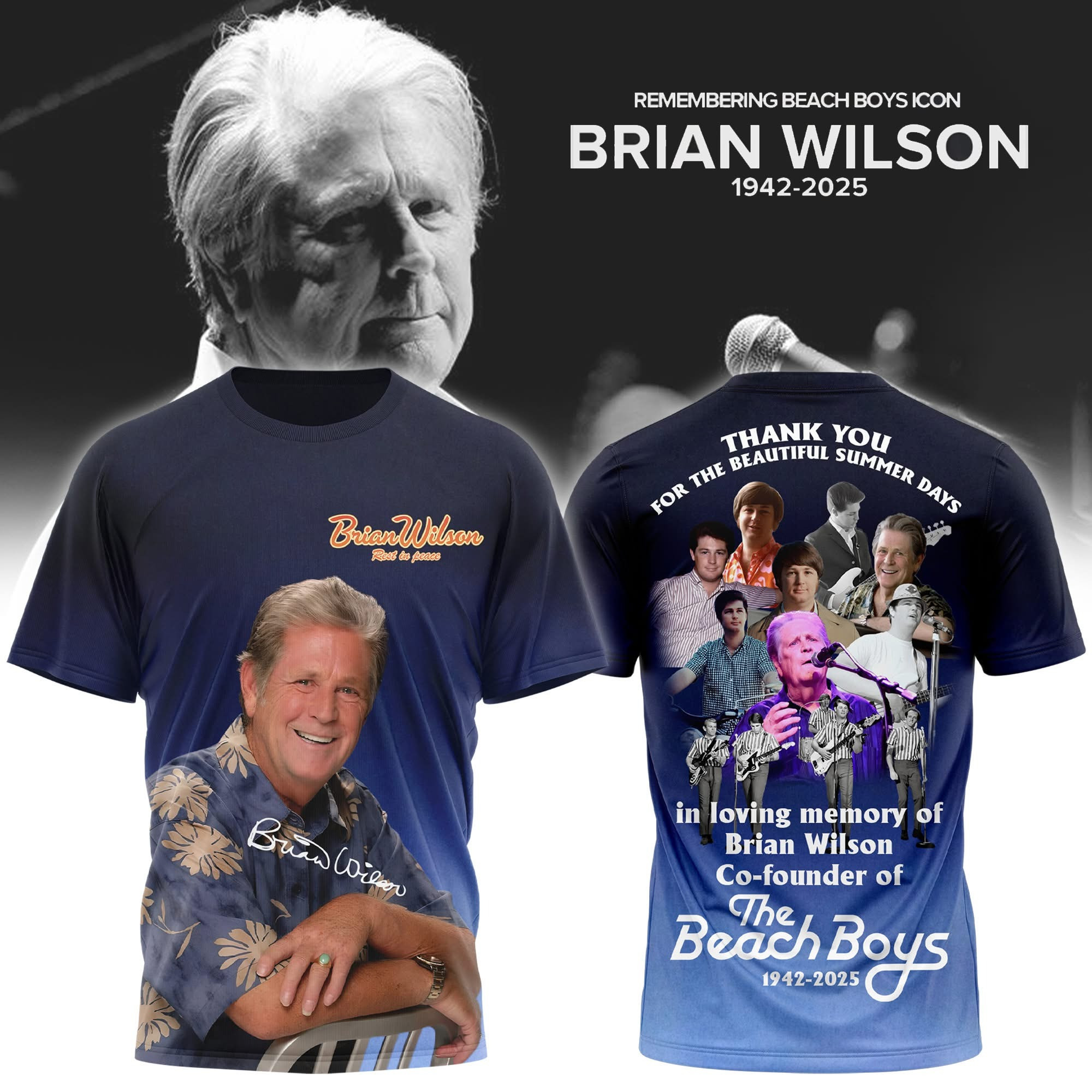 RIP In Memory Of Brian Wilson Shirt Legend The Beach Boys Thank You For The Summer Days-1