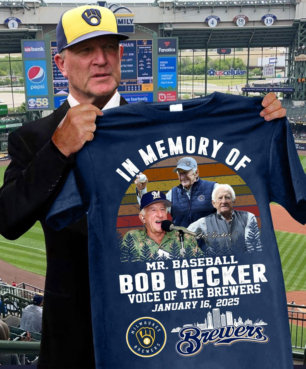 RIP In Memory Of Mr. Baseball Bob Uecker T-Shirt Voice Of The Milwaukee Brewers Fan Gifts-1