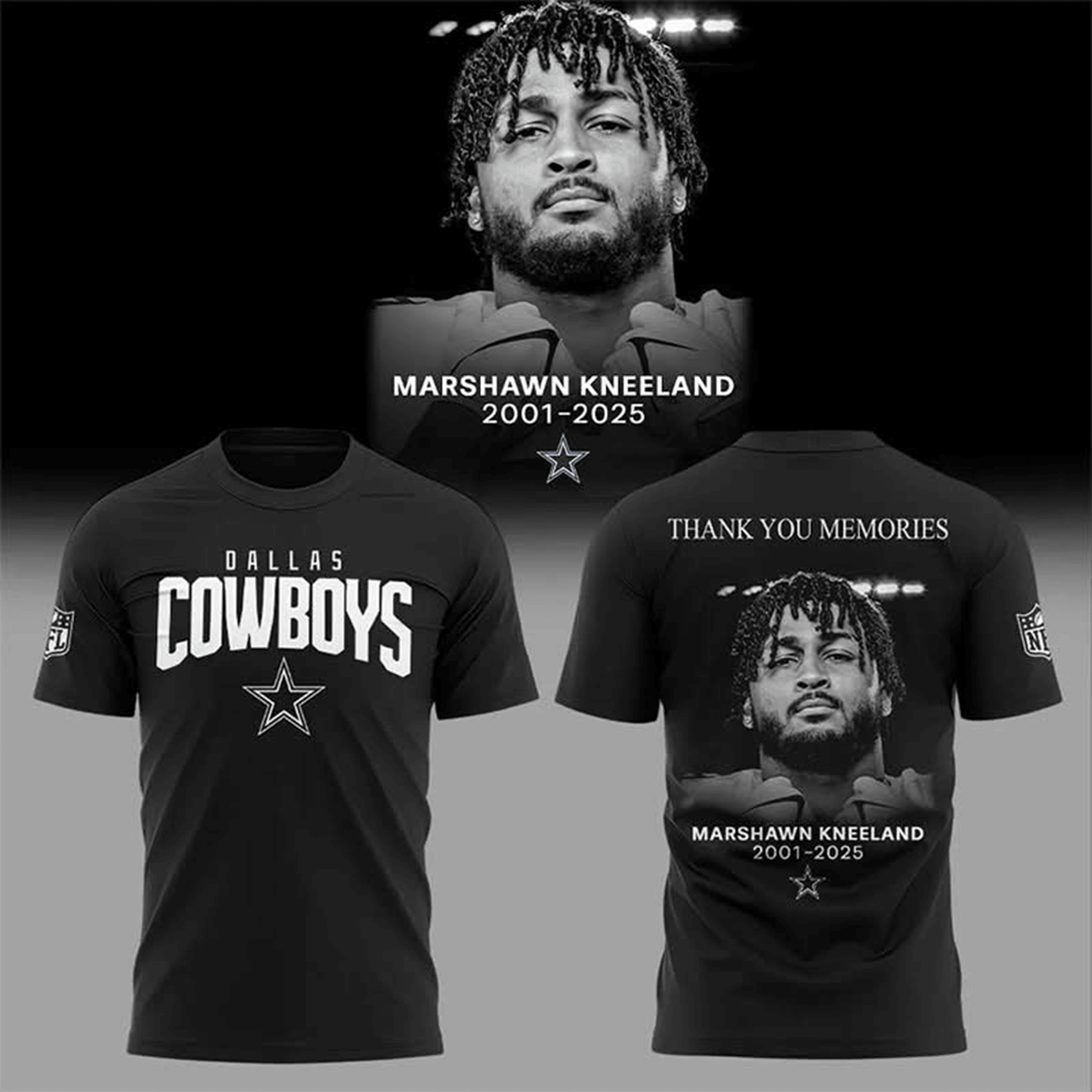 RIP Marshawn Kneeland Dallas Cowboy T-Shirt Thank You Memories Kneeland Tribute Gifts-1