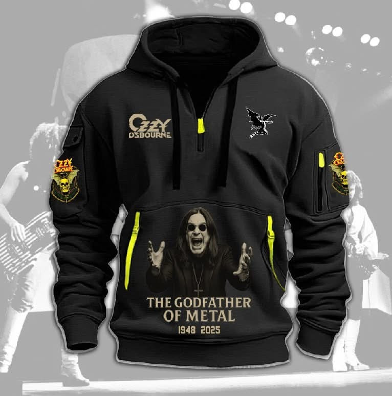 RIP Ozzy Osbourne The Godfather Of Metal Quarter Zip Hoodie Sabbath Merch Rock Fan Gifts-1