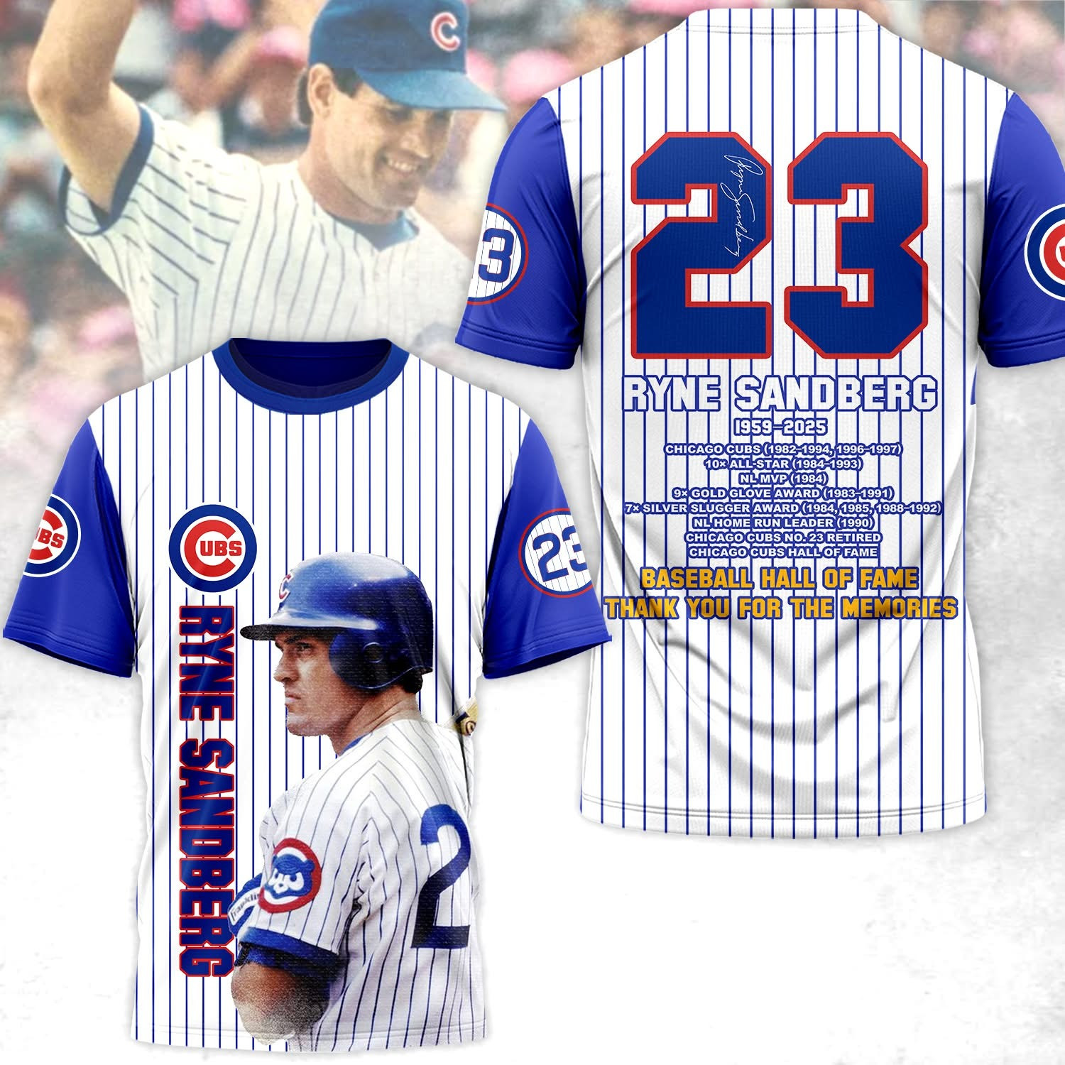 RIP Ryne Sandberg Baseball Hall Of Fame Shirt Thank You For The Memories Chicago Cubs Merch-1 RIP Ryne Sandberg Baseball Hall Of Fame Shirt Thank You For The Memories Chicago Cubs Merch-1