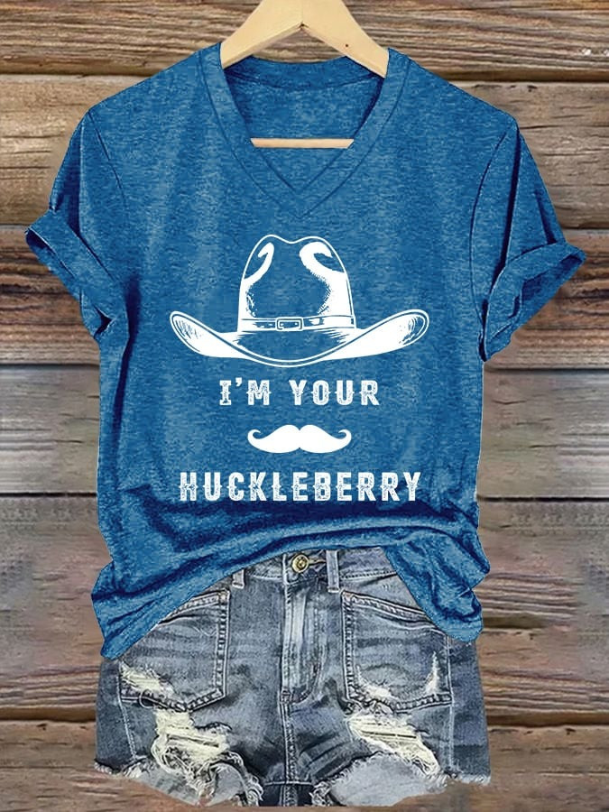 RIP Val Kilmer V-Neck T-Shirt Women's I'm Your Huckleberry Val Kilmer In Memory Tee-1