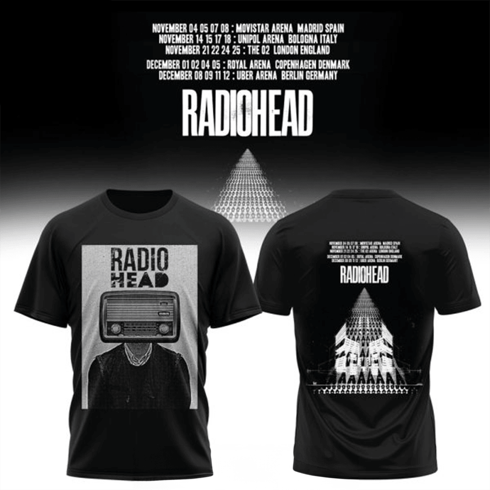 Radiohead Europe Tour T-Shirt Radiohead Tour Merch Rock Band Clothing Gifts For Music Lovers-1