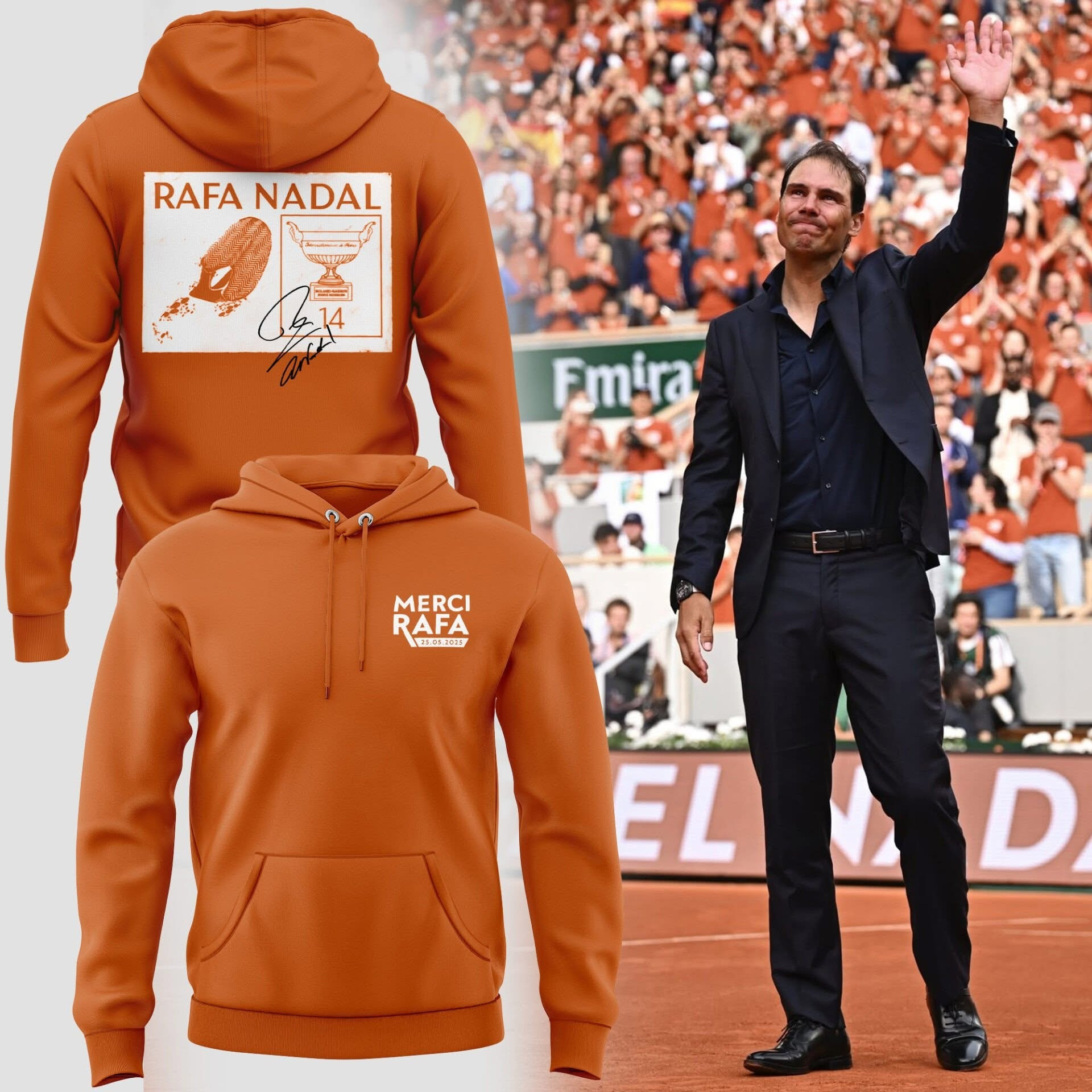 Rafa Nadal Hoodie Orange Honor King Of Tennis Rafael Nadal Retirement Gifts For Fans-1