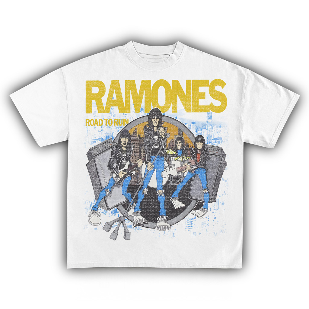 Ramones Road To Ruin Vintage White T-Shirt Ramones Merch Presents For Rock Band Fans-1