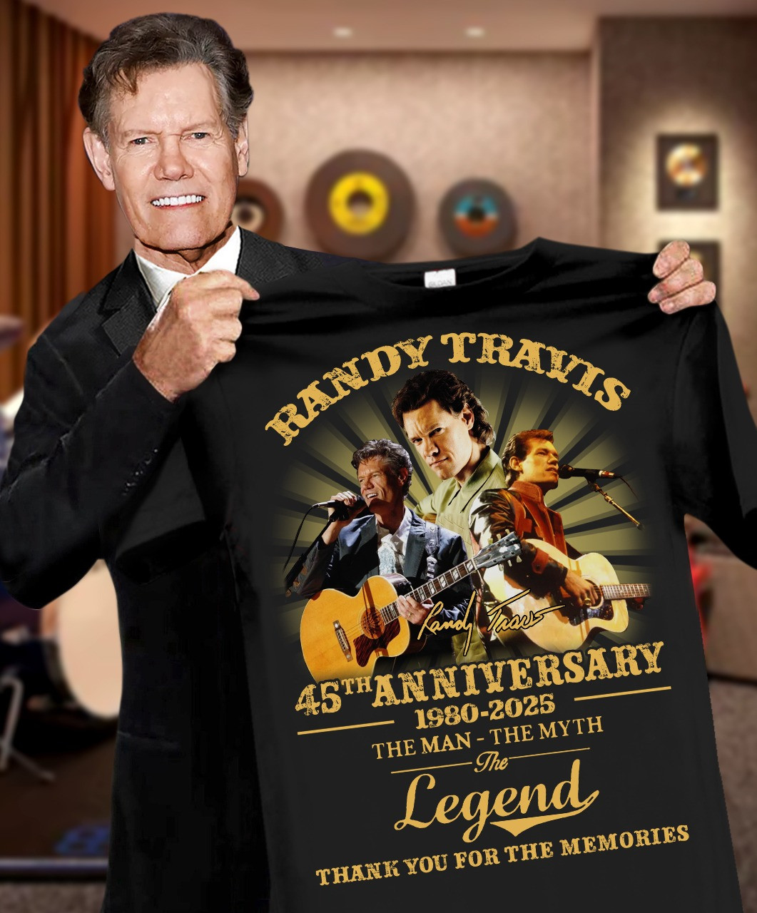 Randy Travis 45Th Anniversary 1980-2025 T-Shirt Thank You For The Memories Fan Gift Ideas-1