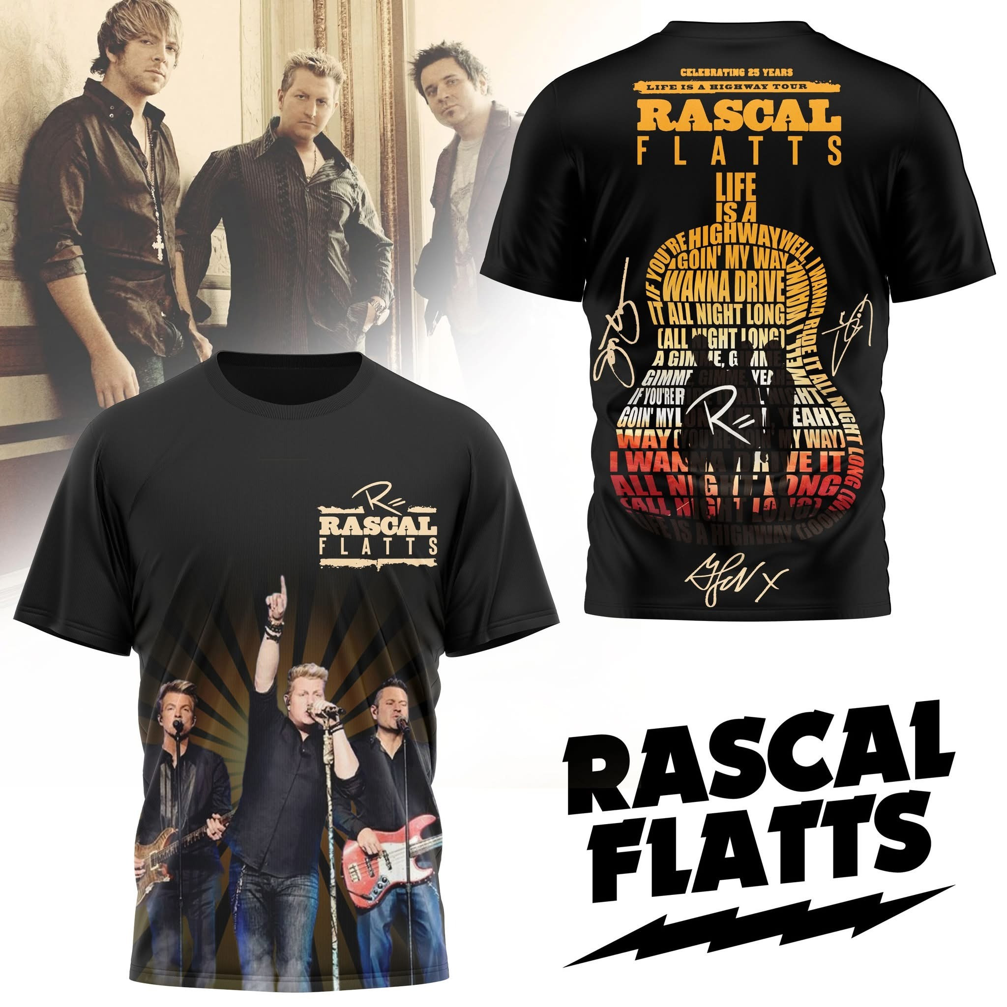 Rascal Flatts Life Is A Highway Tour Merch T-Shirt Best Gifts For Rascal Flatts Fans-1