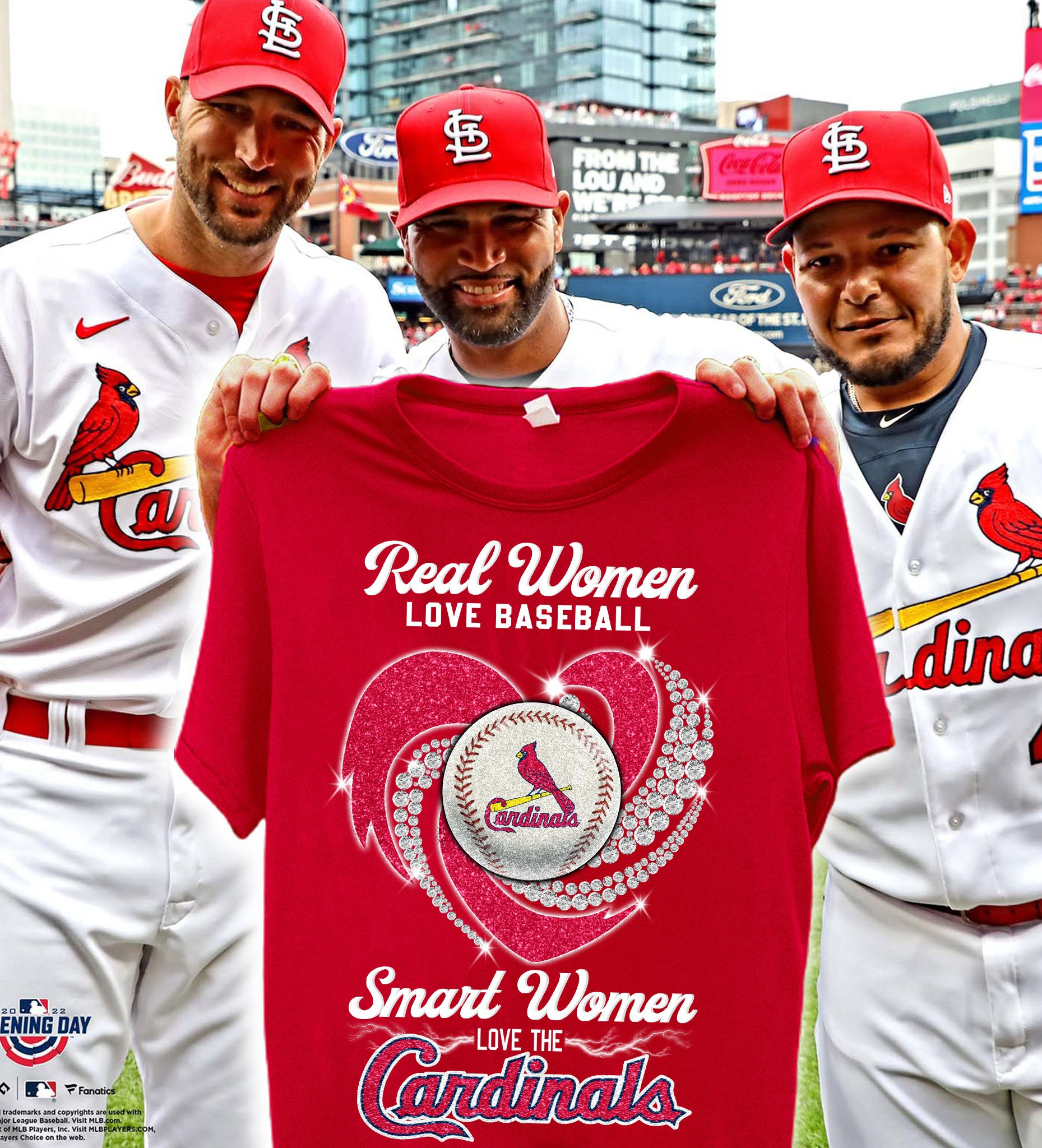 Real Women Love Baseball Smart Love St. Louis Cardinals T-Shirt Fan Gifts For Her-1