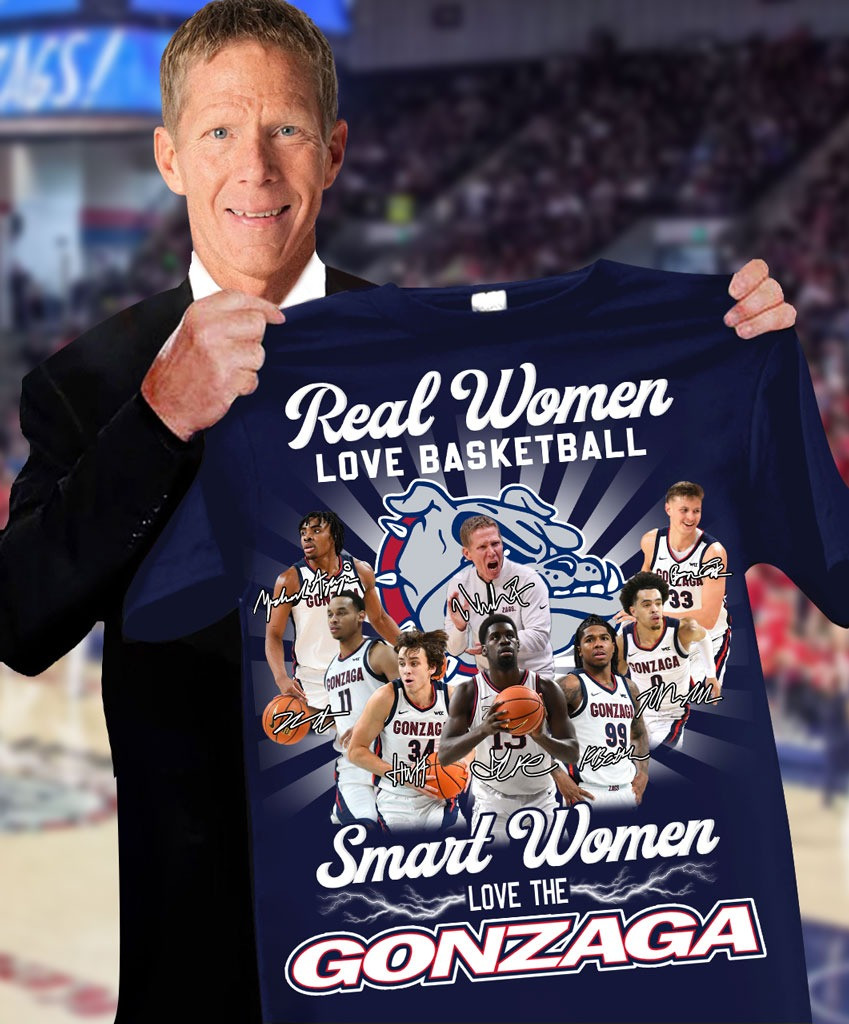 Real Women Love Basketball Smart Love Gonzaga Bulldogs Shirt Fan Gifts For Her-1