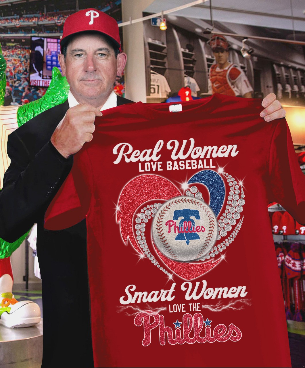 Real Women Love Basketball Smart Love Phillies T-Shirt Best Baseball Fan Gifts For Her-1