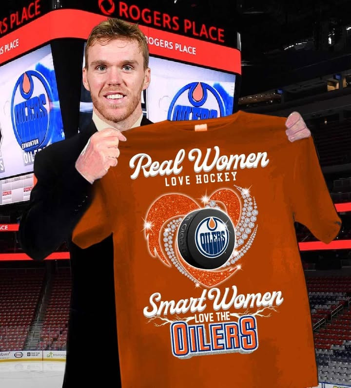 Real Women Love Hockey Smart Love The Oilers T-Shirt Edmonton Oilers Fan Gifts For Her-1