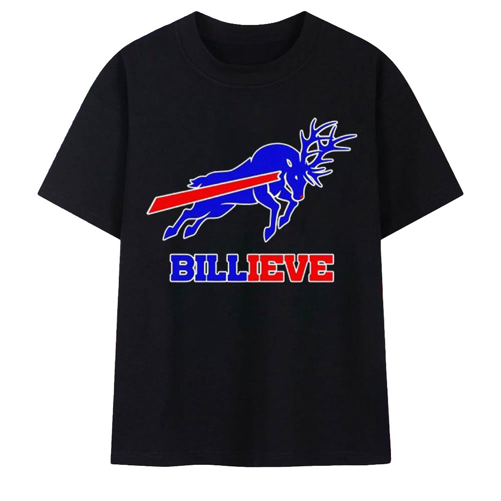 Reindeer Billieve Buffalo Bills Christmas Logo T-Shirt Bills Merch Presents For Football Fans-1