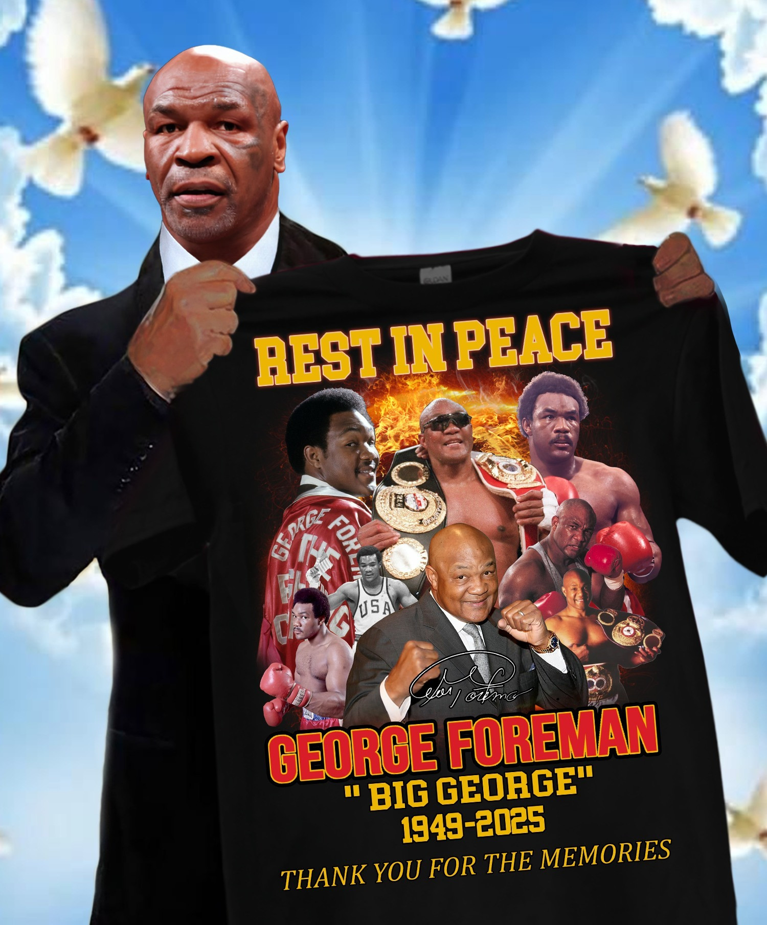 Rest In Peace RIP Big George Foreman T-Shirt Thank You For The Memories Gifts For Fans-1