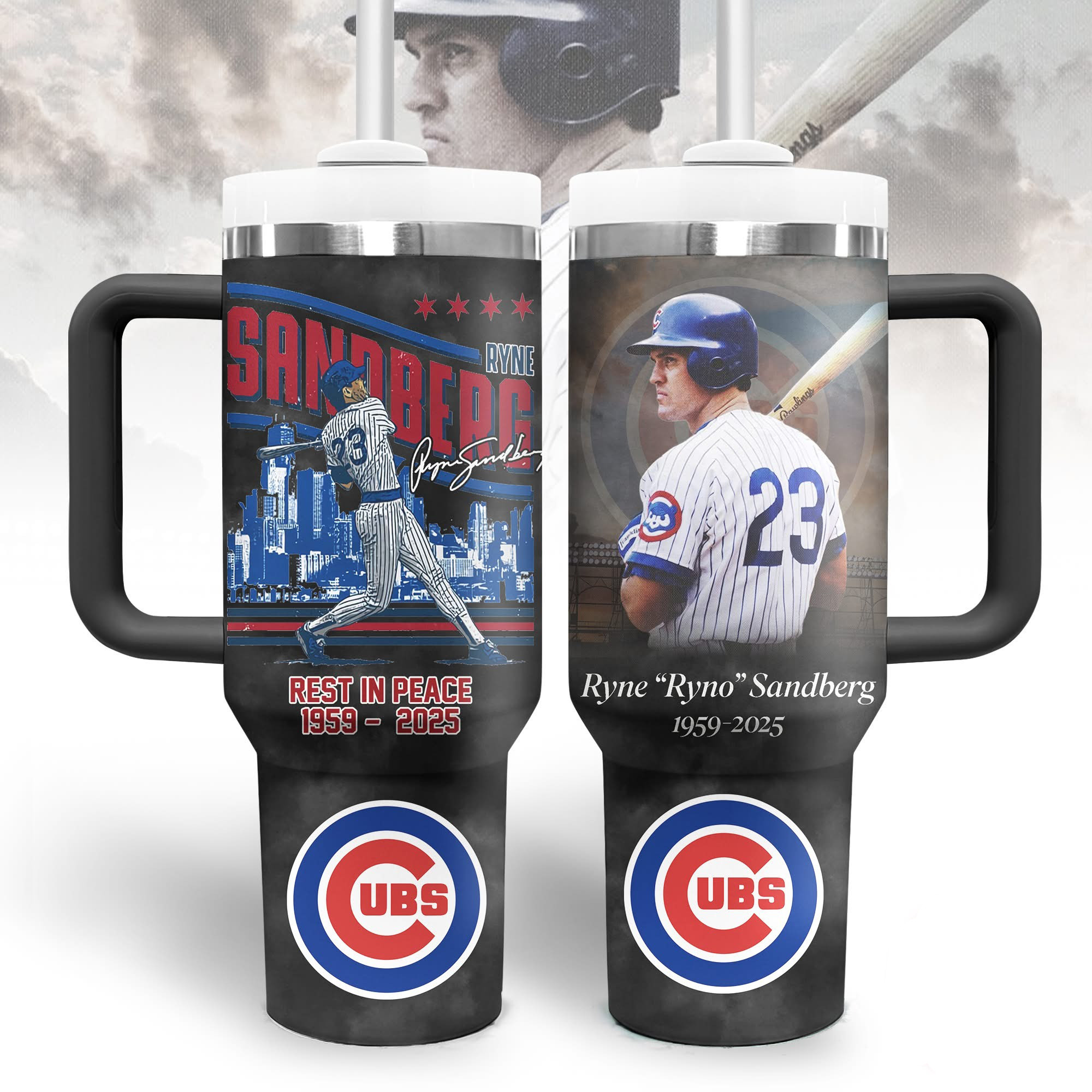 Rest In Peace Ryne Ryno Sandberg Tumbler RIP Legend Baseball Chicago Cubs Merchandise-1