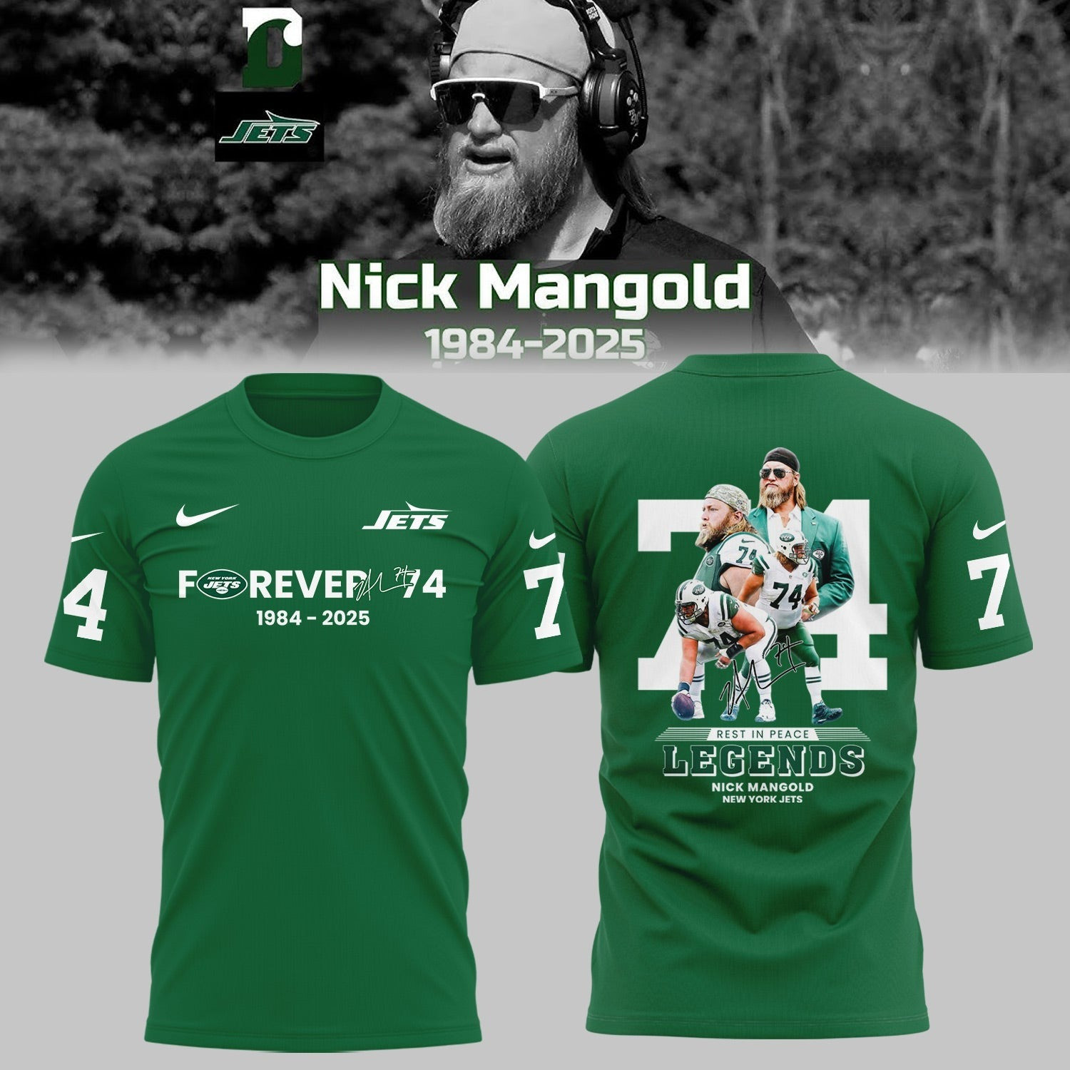Rest In Peace T-Shirt Forever 74 Nick Mangold 1984 2025 Shirt Nick Mangold Tribute Gifts-1