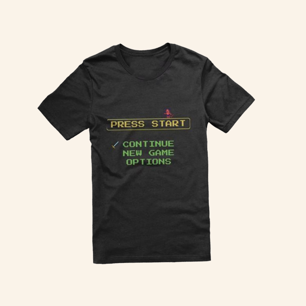 Retro Games Merch Press Start Menu T-Shirt Good Gifts For Boyfriend-1