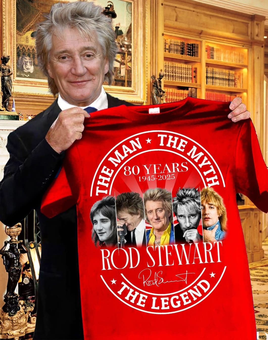 Rod Stewart The Man The Myth The Legend 80 Years 1945-2025 T-Shirt Best Gifts For Fans-1