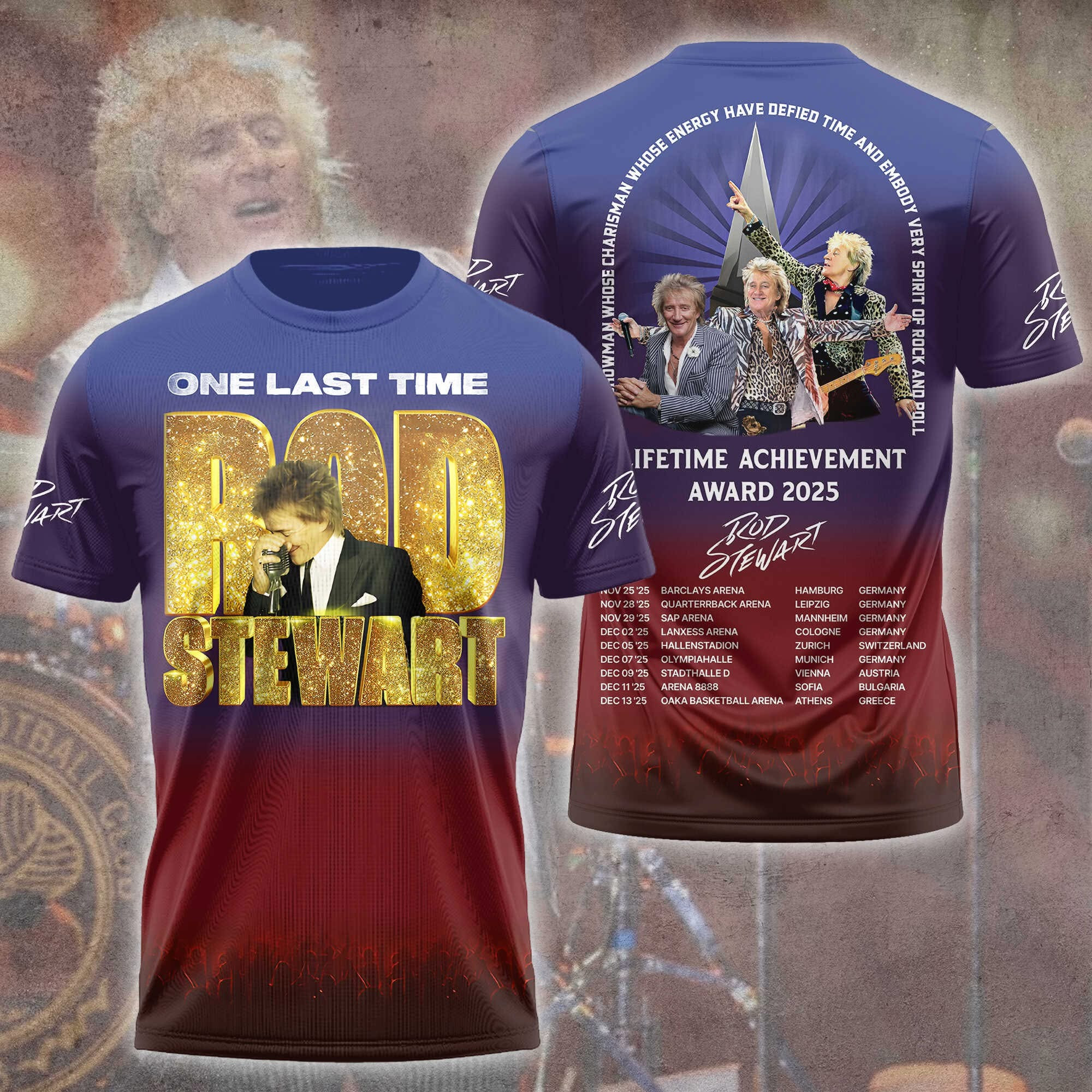 Rod Stewart Tour Merch EU 2025 One Last Time T-Shirt Rod Stewart Concert Fan Clothing-1